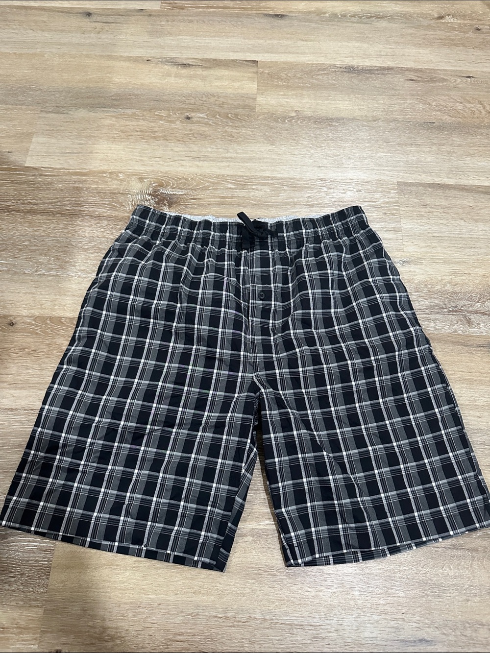 Men's Black Plaid lounge Shorts - Comfortable Wear - pajama shorts
